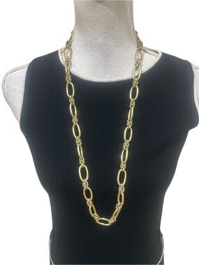 CAbi Long matte gold tone Link Necklace 17 inch drop
